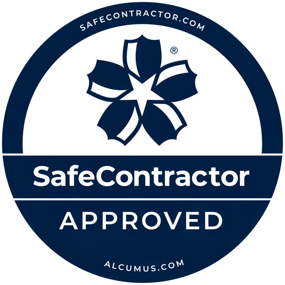 Safe Contractor Approved accreditation logo in navy and white.